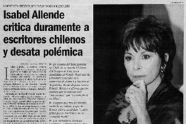 Isabel Allende critica duramente a escritores chilenos y desata polémica
