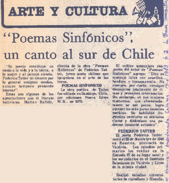 Poemas sinfónicos", un canto al sur de Chile.