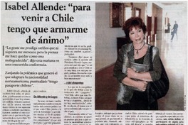 Isabel Allende, "para venir a Chile tengo que armarme de ánimo".
