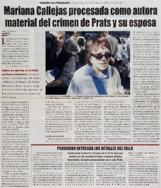 Mariana Callejas procesada como autora material del crimen de Prats y su esposa