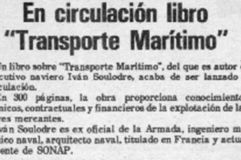 En circulación libro "Transporte Marítimo".