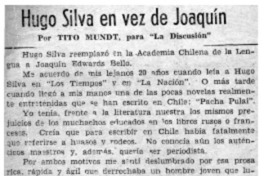 Hugo Silva en vez de Joaquín