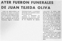 Ayer fueron funerales de Juan Tejeda Oliva.