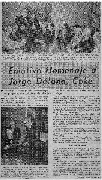 Emotivo homenaje a Jorge Délano, Coke.
