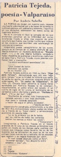 Patricia Tejeda, poesía-Valparaíso