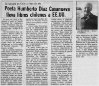Poeta Humberto Díaz Casanueva lleva libros chilenos a EE.UU.