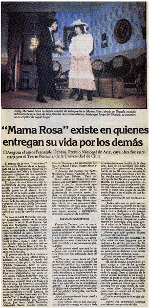 "Mama Rosa" existe en quienes entregan su vida por los demás : [entrevistas]
