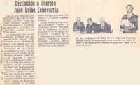 Distinción a literato Juan Uribe Echevarría.