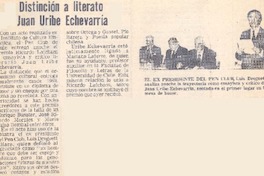 Distinción a literato Juan Uribe Echevarría.