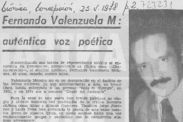 Fernando Valenzuela M.: auténtica voz poética.