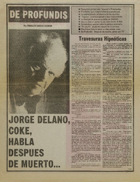 Jorge Délano, Coke, habla después de muerto...: [entrevistas]