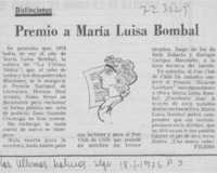 Premio a María Luisa Bombal