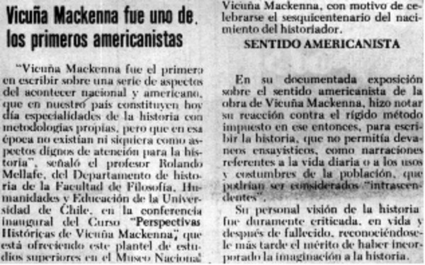 Vicuña Mackenna fué uno de los primeros americanistas.