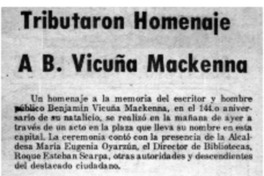 Tributaron homenaje a B. Vicuña Mackenna.