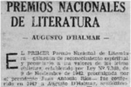 Premios nacionales de literatura.