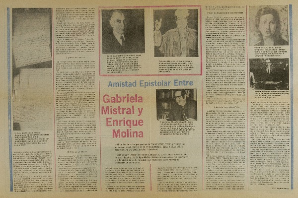 Amistad epistolar entre Gabriela Mistral y Enrique Molina