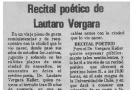 Recital poético de Lautaro Vergara.