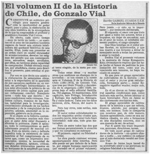El volumen II de la historia de Chile