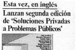 Esta vez, en inglés, lanzan segunda edición de "Soluciones privadas a problemas públicos".