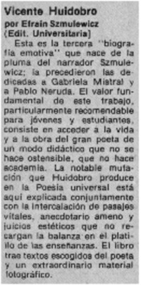 Vicente Huidobro, biografía emotiva.