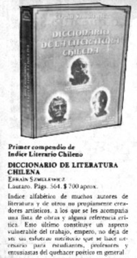 Diccionario de la Literatura Chilena.