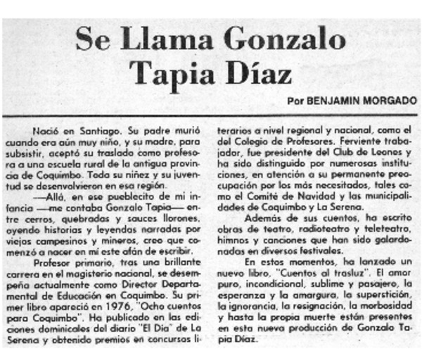 Se llama Gonzalo Tapia Díaz