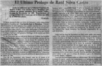 El último prólogo de Raúl Silva Castro.