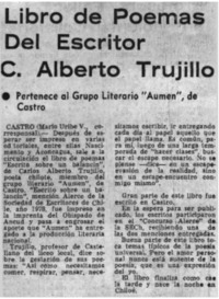 Libro de poemas del esritor C. Alberto Trujillo.