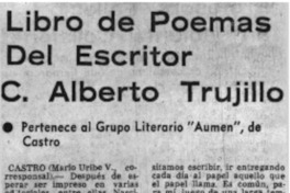 Libro de poemas del esritor C. Alberto Trujillo.