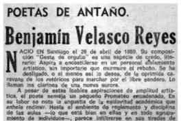Benjamín Velasco Reyes.