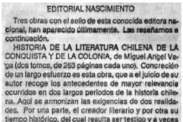 Historia de la literatura chilena de la conquista y d ela colonia