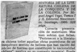 Historia de la literatura chilena de la conquista y de la colonia.