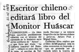Escritor chileno editará libro del monitor Huáscar.