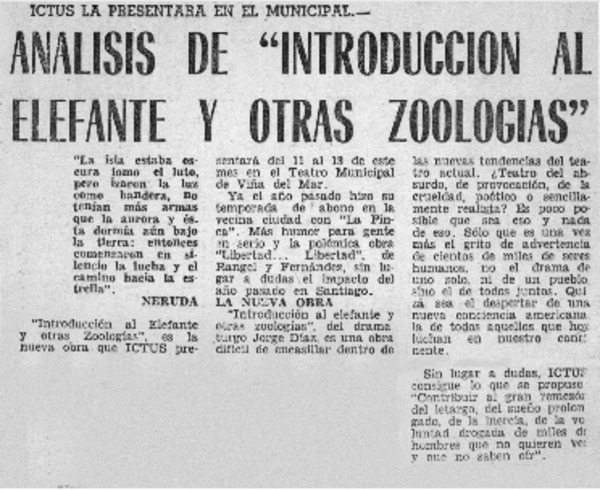 Análisis de "introducción al eledante y otras zoologías".