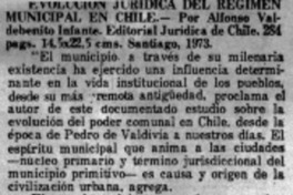 Evolución Jurídica del Régimen Municipal en Chile.