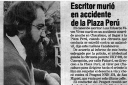 Escritor murió en accidente de la Plaza Perú.
