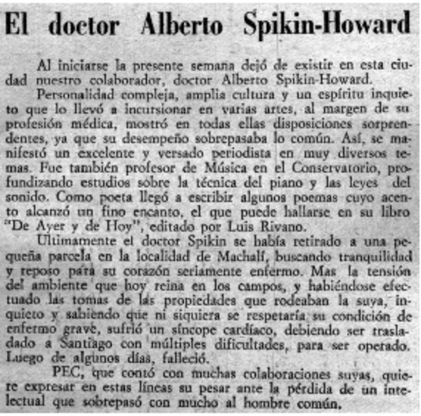 El doctor Alberto Spikin-Howard.