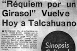 Réquiem por un girasol" vuelve hoy a Talcahuano : [entrevista]