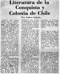 Literatura de la conquista y colonia de Chile