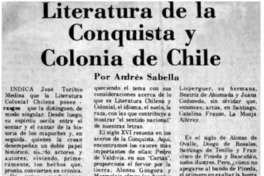Literatura de la conquista y colonia de Chile