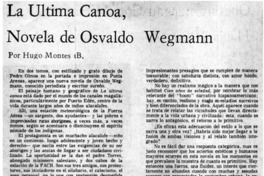 La última canoa, novela de Osvaldo Wegmann