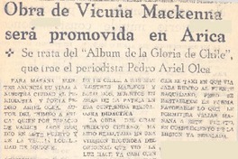 Obra de Vicuña Mackenna será promovida en Arica.
