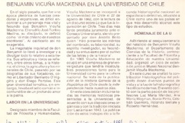 Benjamín Vicuña Mackenna en la Universidad de Chile.