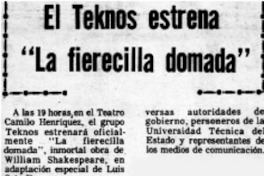 El Teknos estrena "La Fierecilla Domada".