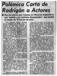 Polémica carta de Radrigán a actores.