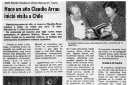 Hace un año Claudio Arrau inició visita a Chile.