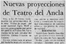 Nuevas proyecciones de teatro del Ancla.