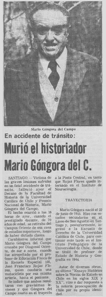 Murió el historiador Mario Góngora del C.