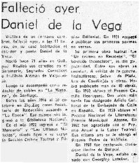 Falleció ayer Daniel de la Vega.