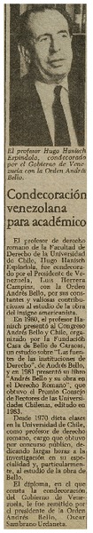 Condecoración venezolana para académico.